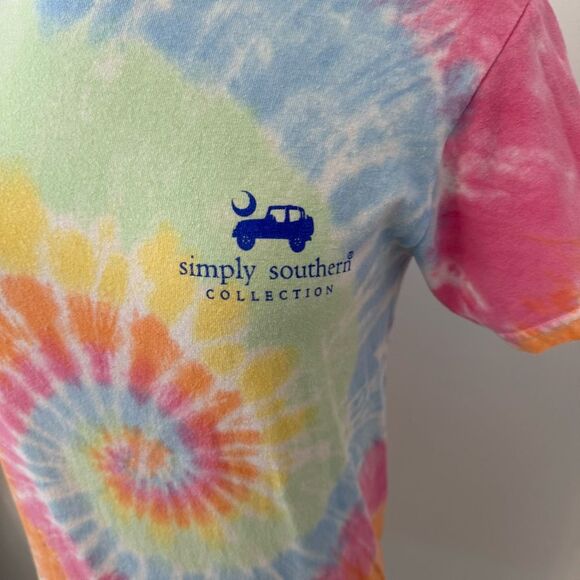 Simply Southern Tie Dye Mountain Happy Cotton T-Shirt Size Small - Picture 3 of 7